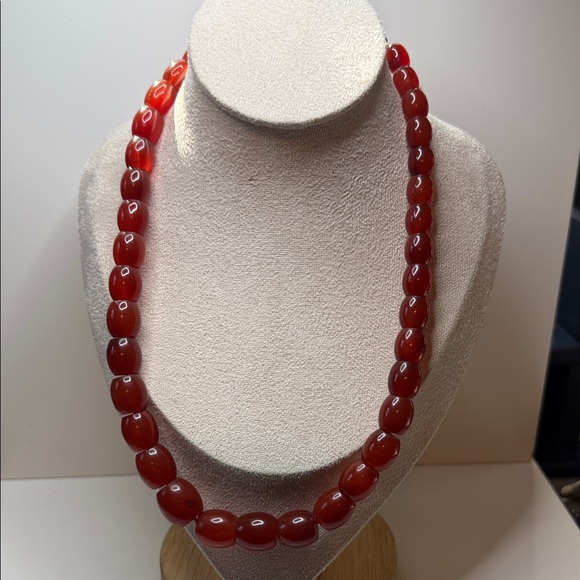 Stunning graduated Red carnelian Beaded continuous strand vintage Necklace - Picture 6 of 17